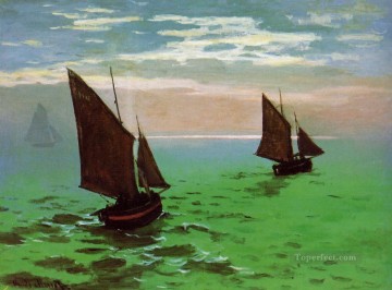  Boat Oil Painting - Fishing Boats at Sea Claude Monet